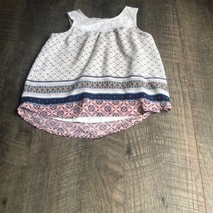 Pink cream and navy tank top cute size 8